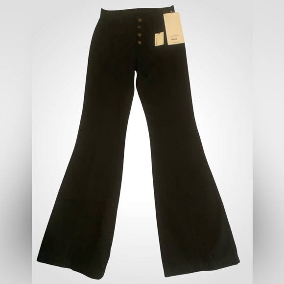 Women’s Wide Leg Black Flare Jeans | Button up distressed Tall jeans NWT size 29 - Picture 10 of 10